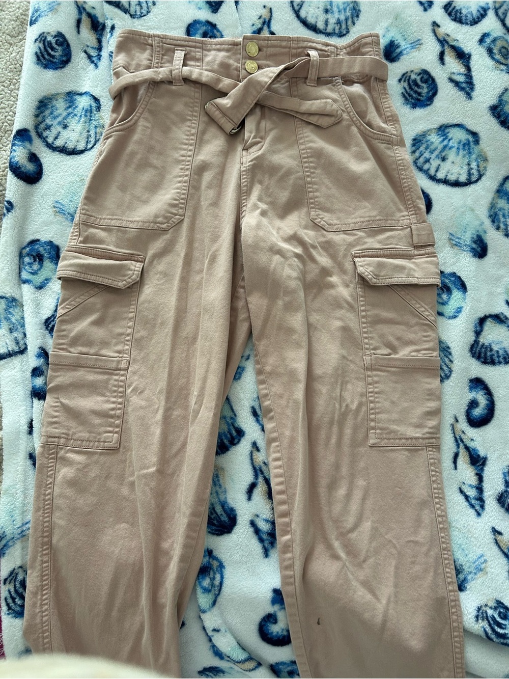 Guess Pale Pink Cargo Paperbag Waist Jeans